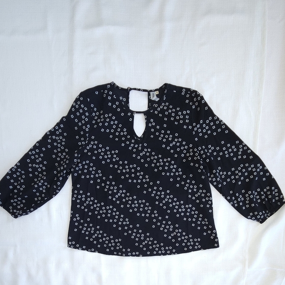 Misska Black and White Patterned Blouse Business Casual 3/4 Size S - Picture 1 of 9